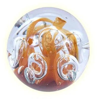 Glaskugel Droombal 94 orange mit Blasen, 9-10 cm
