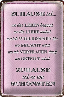 Produktbild von Blechschild Spruch 20x30cm Zuhause ist es am schönsten