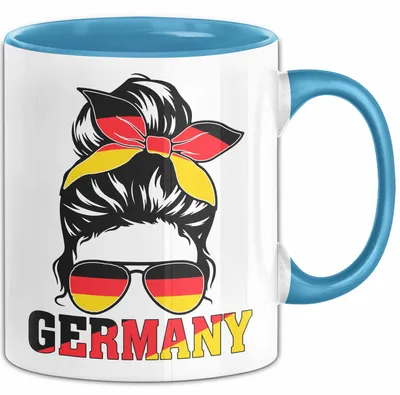 Produktbild von Deutschland Flagge Tasse Geschenk Deutsche Geschenkidee Fußball 2025 Frauen (Blau)