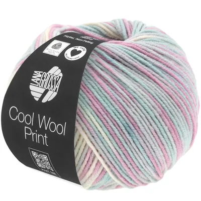 Produktbild von Lana Grossa COOL WOOL PRINT 50 g pflegeleichtes Strickgarn aus extrafeiner Wolle 160 m Farbe 792 - Silbergrau/Mint/Flieder/Blassrosa