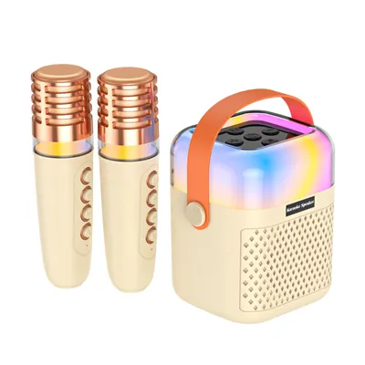 Produktbild von Maszyna do karaoke z 2 mikrofonami bezprzewodowymi, BT, oświetleniem RGB i dźwiękiem przestrzennym 3D