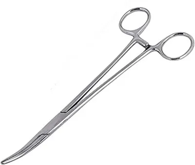 Imagen del producto de Pinza hemostática curva, de 16 cm, de acero inoxidable, para cuidado de animales