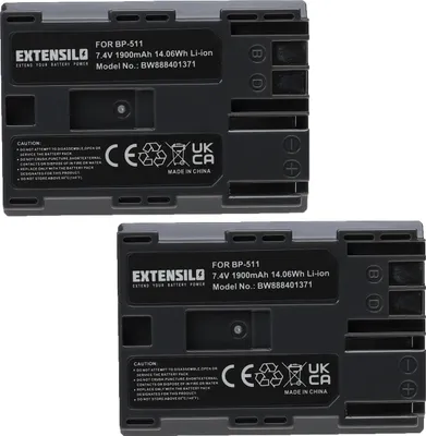 Produktbild von EXTENSILO 2x Akku kompatibel mit Canon PowerShot G3, G5, G1, G2, Pro 1, G6, Pro 90is Kamera (1900 mAh, 7,4 V, Li-Ion)