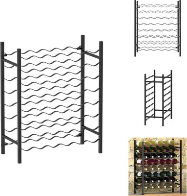 Image de vidaXL Casier à vin pour 48 bouteilles noir métal - Casiers à vin