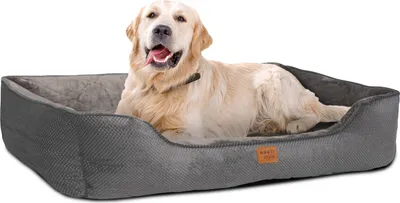 Produktbild von ib style® HAPPY MILO L Hundebett 100x80 cm Grau Körbchen für Hunde & Katzen Haustierbett mit Reißverschluss Anti-Rutsch Unterseite