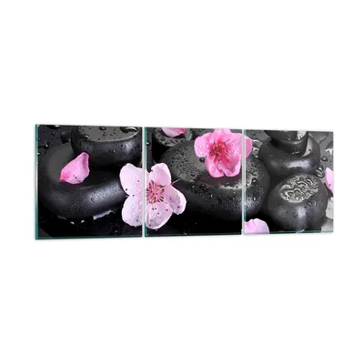 Produktbild von Bilder auf glas - Blumen Steine Tropfen Spa - 120x40cm - Glasbilder - Wandbilder - Kunstdruck - zum Aufhängen bereit - Wanddekoration aus Glas - Glas Bilder - Wandbild auf Glas - GCA120x40-2714