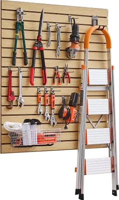 Image de Paroi à outils MDF 1220x1220x18mm - Paroi modulaire à lamelles pour garage - Stockage et organisation pratiques