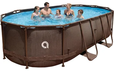 Produktbild von Avenli Frame Oval Pool 427x275x100 cm, Aufstellpool oval, ohne Pumpe, braune Rattanoptik