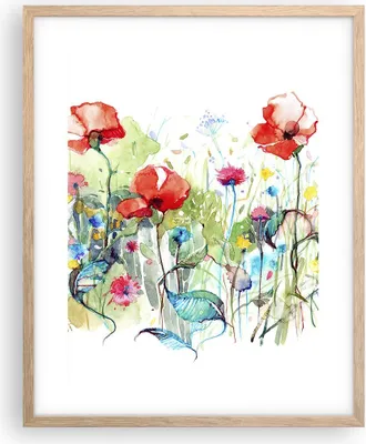 Produktbild von Gerahmtes Poster - Rahmen in heller Eiche - Blumen Wiese Blatt Natur - 40x50 cm - Wand Bild - Wanddeko - Wandbilder - Wandposter - Bilderrahmen - Bilder - Kunstdruck - Wandbild - P2NPA40x50-3076