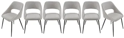Image de SIGNATURE - Lot de 6 chaises en tissu avec piètement en métal L51 cm - ELODIE