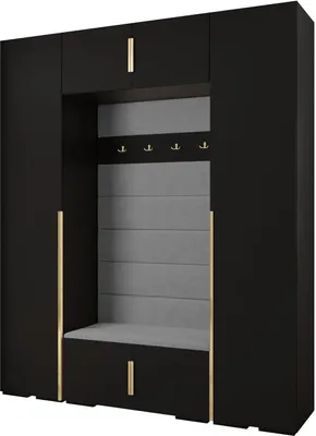 Produktbild von MEBLE KRYSPOL Inova 1 Möbelset Garderobe, 236,7x200x47cm - Schwarz, Manila 16, Gold