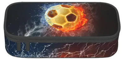 Image de Étui à crayons de football pour garçons et enfants, joli étui, grand étui avec double fermeture éclair, portable pour l'école et le bureau