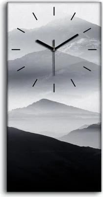 Produktbild von Dekor Leinwand Uhr Wandbilder Geräuschlos 30x60 Malerei Berge Nebel Kunst - schwarze Hände