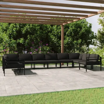 Produktbild von Maison Exclusive - 10-tlg. Garten-Lounge-Set mit Kissen Aluminium Anthrazit