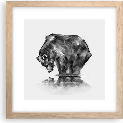 Produktbild von Gerahmtes Poster - Rahmen in heller Eiche - Bär Tier - 30x30 cm - Wand Bild - Wanddeko - Wandbilder - Kunstposter - Wandposter - Bilderrahmen - Bilder - Kunstdruck - Wandbild - P2NAC30x30-3921