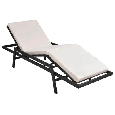 Immagine prodotto di vidaXL Lettino con cuscino in polirattan nero - Lettini prendisole