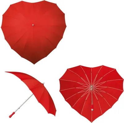 Image de parapluie coeur 110 cm polyester rouge