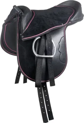 Produktbild von HKM Shettysattel Funny Horses SCHWARZ/PINK, Gr. 12"