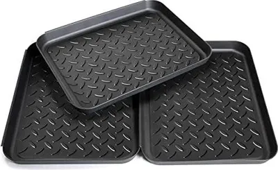 Produktbild von PIQIUQIU 3 Stück Schuhabtropfschale Schuhmatte Ablage, Schuhmatte Schuhwanne Kunststoff, für Schuhe Regen Haustiere Innen Außenbereich(35x27x3cm)