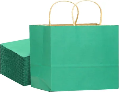 Obrázek produktu pro Papírové tašky, rozměry 32x25x11 cm, 16 kusů, světle zelené barvy, vhodné pro narozeniny