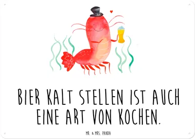 Produktbild von Mr. & Mrs. Panda tafel Hummer Weizen DIN A6 - Weiß - Geschenk, Garnelen, Schild, Wandbild, Metallschild, Metallbild, Gasthaus, Meer, Wirtschaft, Kneipe, Kochen, Bier