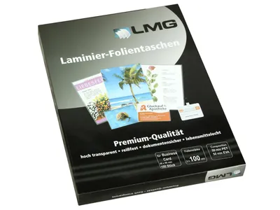 Produktbild von LMG Laminierfolien glänzend für Visitenkartenformat 100 micron, 100 St.