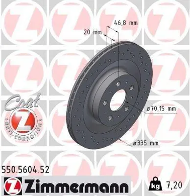 Produktbild von ZIMMERMANN Bremsscheibe Hinten für TESLA Model Y (5YJY) 335mm 550.5604.52