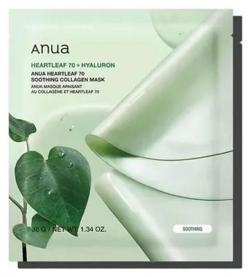 Produktbild von Anua, Heartleaf 70, Hyaluron, beruhigende Tuchmaske, fü r Gesicht, 28 ml