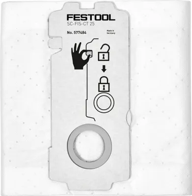 Produktbild von Festool 577484, Zylinder-Vakuum, Staubbeutel, Weiß, Fleece, L, M, CT 25