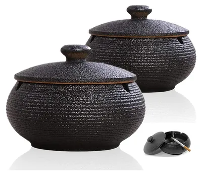 Produktbild von 2×Aschenbecher Aschenbecher für draussen mit deckel groß keramik outdoor aschenbecher Wind- und geruchsdichter Aschenbecher für Draußen,Zuhause & Büro
