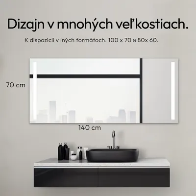 Obrázok produktu pre Kúpeľňové zrkadlo s osvetlením TALOS Light - Kúpeľňové zrkadlo 160 x 70 cm - s podsvietenými svetelnými výrezmi - farba svetla neutrálna biela