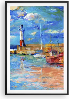 Produktbild von Gerahmtes Poster - Schwarzer Rahmen - Leuchtturm Meer - 61x91,5 cm - Wand Bild - Wanddeko - Wandbilder - Kunstposter - Wandposter - Bilderrahmen - Bilder - Kunstdruck - Wandbild - P2BPA61x91-3693