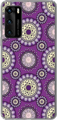Produktbild von MuchoWow® Handyhülle Schutzhülle Hülle für Telefoonhoesje Huawei P40 Mädchen - Blumen - Lila - Muster - Mädchen - Kinder - Kinder Silikon Softcase Handy Hülle - Handytasche