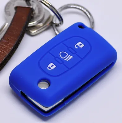 Produktbild von Auto Schlüssel Silikon Schutz Hülle Blau kompatibel mit Citroen C4 Picasso C5 C8 Dispatch Jumpy 3 Tasten Klappschlüssel
