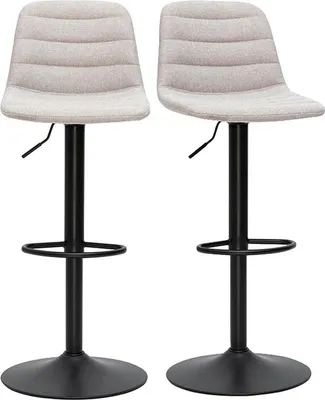 Produktbild von Miliboo - Höhenverstellbare, um 360° drehbare Barhocker aus beigem Stoff mit Samteffekt und Metall (2er-Set) SAURY