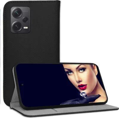 Immagine prodotto di Bookstyle Custodia protettiva Flip Cover Custodia per Xiaomi Redmi Note 12 Pro 5G (22101316G), Xiaomi Poco X5 Pro (6.67'') - Nero