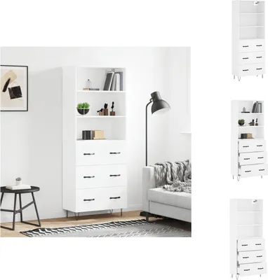 Produktbild von vidaXL Highboard Weiß 69,5x34x180 cm Holzwerkstoff - Sideboards