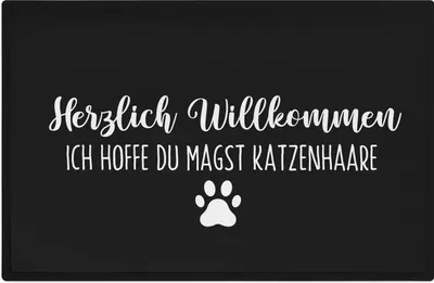 Produktbild von Trendation - Katzen Fußmatte Spruch Geschenk Katzenbesitzer Willkommen Ich Hoffe Du Magst Katzenhaare