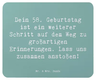 Produktbild von Mr. & Mrs. Panda Mauspad Spruch 58. Geburtstag Erinnerungen - Meeresbrise - Geschenk, laptop mousepad, Happy Birthday, Jubiläum, Mouse Pad, mousematte, großartige, feiern
