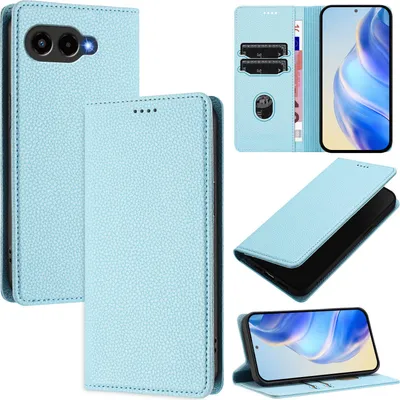 Obrázek produktu pro Kožené pouzdro pro T-Mobile Revvl 8/T Phone 3, Litschi kůže, peněženkové pouzdro s přihrádkami na karty a stojánkem světle modrá