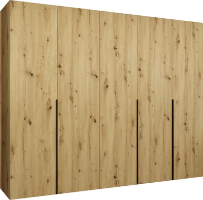 Produktbild von MEBLE KRYSPOL, Kleiderschrank, Schrank 250x202x52, Artisan Eiche, Griff Schwarz