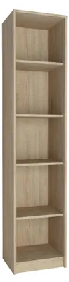 Produktbild von Bücherregal mit 5 Ebenen Regal in matter Ausführung 39 cm breit, Standregal mit 4 Einlegeböden, ideal für Schlafzimmer, Wohnzimmer, Flur sonoma