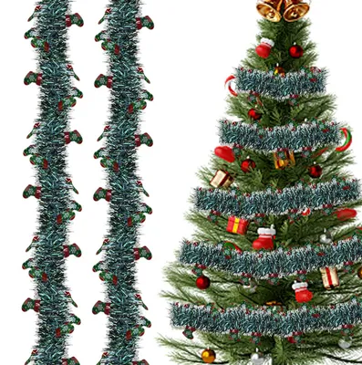 Weihnachtsgirlanden, 5 Stück, 2 m, Kunststoff, für drinnen und draußen