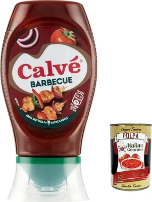 Produktbild von 12x Calvé Salsa Barbeque BBQ-Sauce mit starkem Holz- und Raucharoma, ideal für alle Fleischgerichte, 250 ml 250ml + Italian Gourmet polpa 400g