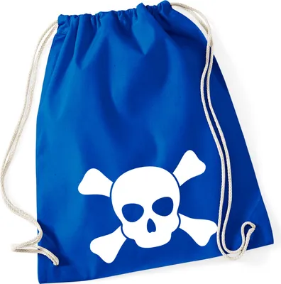 Produktbild von Huuraa Turnbeutel Pirat Totenschädel 12 Liter Bright Royal Baumwolle Rucksack Geschenkidee