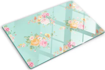 Imagen del producto de Cubierta para placa de cocina – Cubierta para placa de inducción – Placa de protección de vidrio – 80x52 cm – Placas de protección de vidrio para cocina – Vidrio templado – Diseño floral