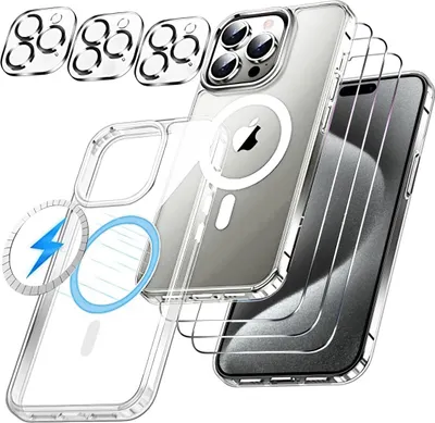 Produktbild von Für iPhone 15 Pro Hülle mit Displayschutz Panzerglas 1x Schutzhülle, 3x 9H Schutzfolie und 3x Kameraschutz