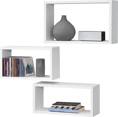 Produktbild von Wandregal Mandal 3er Set Regale in verschiedenen Größen Spanplatte Weiß [en.casa]