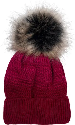Produktbild von styleBREAKER Damen Strick Bommelmütze mit Farbverlauf und Fleece Futter, Winter Fellbommel Mütze, Strickmütze 04024205