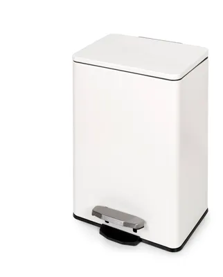 Produktbild von emuca rechteckiger Abfalleimer aus Aluminium mit 12 Liter Volumen und Fußpedal / Müllbehälter